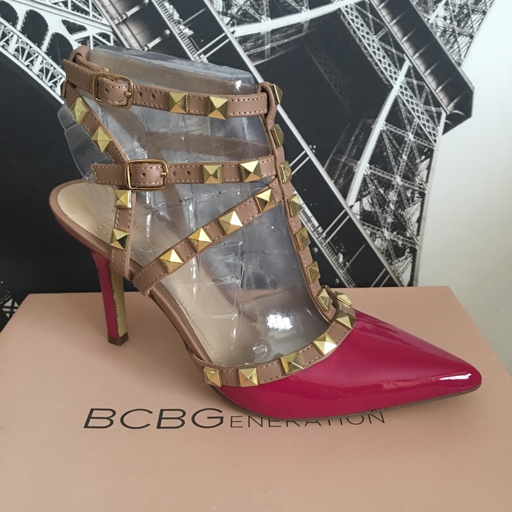 BCBGeneration Darron Rockstud Pumps - Size 6, Fuschia